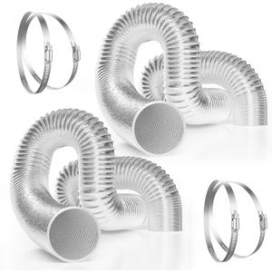 VIVOSUN 2-Pack 4 Inch 25 Feet Flex Air Aluminum Ducting Dryer, Flexible Vent Hose for HVAC Ventilation with Four 4 Inch Stainless Steel Clamps