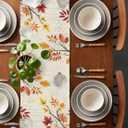 Hello Fall Table Runner Dresser Scarf 13 x 72 Inch Thanksgiving Harvest Pumpkin Maple Leaves Table Runners Non-Slip Heat Insulation Kitchen Dining Table Decor for Autumn Holiday Party Indoor Outdoor (Beige Orange Blue)