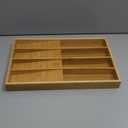 Silverware Organizer, Utensil Drawer Organizer & Cutlery Tray Dividers for Spoons Forks Knives (10 Slot,Natural Bamboo), 16Dx12.3Wx1.7H (Medium)