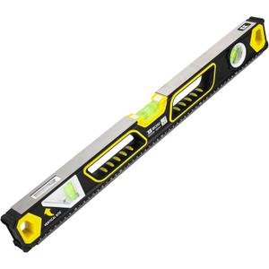 BOSI TOOLS 24" Magnetic Bubble Level Dual-View with High Strength Aluminum Alloy Frame Accuracy 18045903 Vial Shock Absorbing End Cap Rubberized Soft Grip Professional Builders Box Level