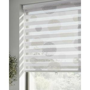 LazBlinds Cordless Zebra Blinds for Windows, Patterned Dual Layer Free-Stop Roller Shades for Ultimate Privacy & Light Control, Elegant Window Blinds & Shades, Oatmeal Sphere, 35" W x 72" H