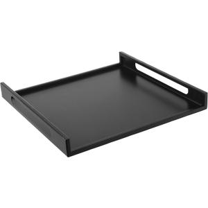 MyGift 16 Inch Square Matte Black Metal Large Serving Tray with Handles