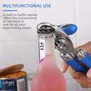 3 x Multi-function Manual Can Opener Bottle Opener, Oversized Hand-held Easy Rotary Knob, Safe Cut Can Opener with Non-Slip Handle, Smoother Cut Sharp Blade for Seniors Kitchen Tool, Blue