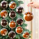 12 Pcs Christmas Felt Highland Cow Print Ornaments 2.36'' Handmade Wool Felt Ornaments Brown Hanging Western Rustic Balls for Christmas Tree Country Farmhouse Party Decor Vintage Xmas Baubles