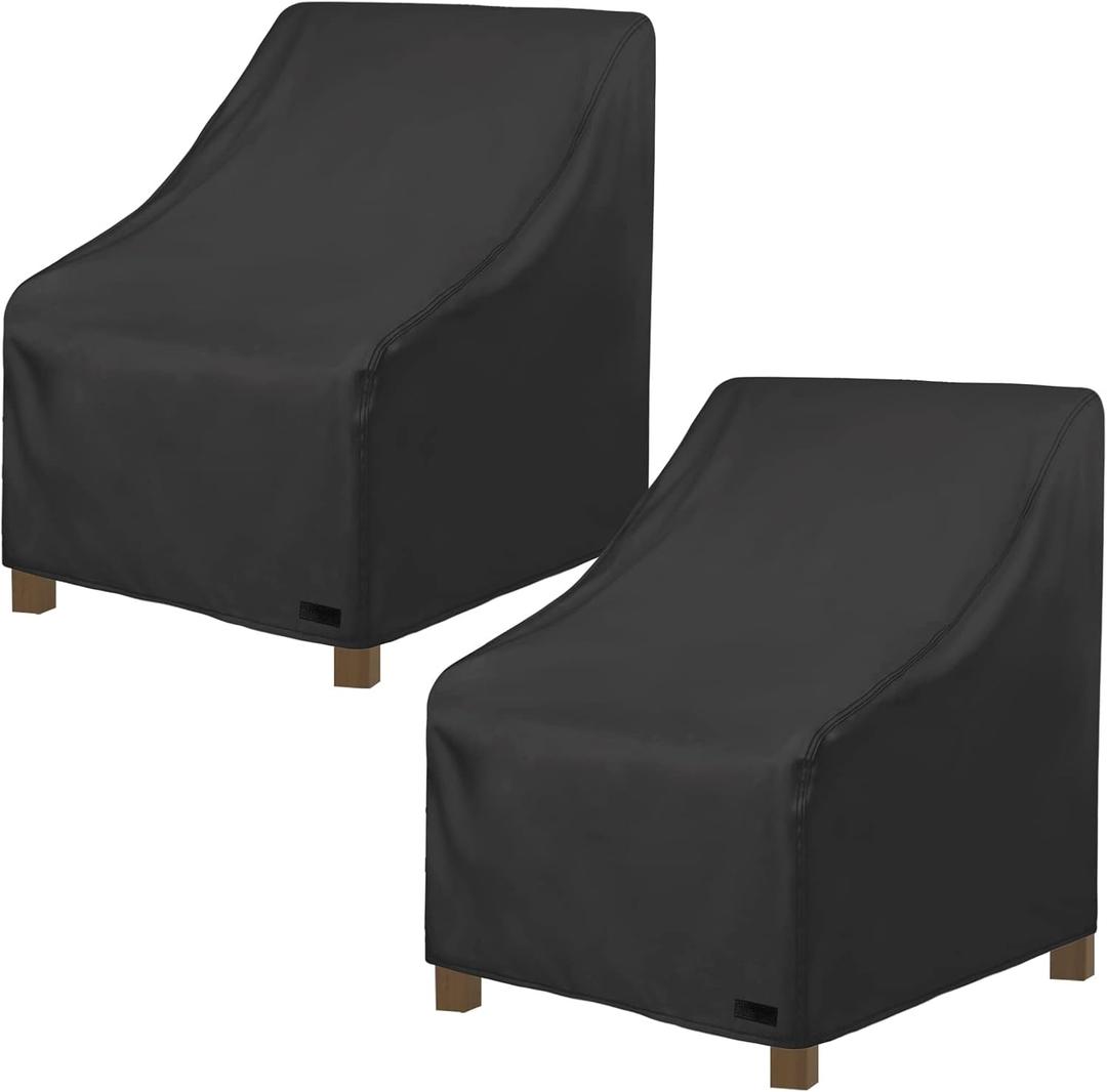 NettyPro Patio Chair Covers Waterproof Outdoor Furniture Swivel Recliner Rocking Lounge Deep Seat Cover, Fits up to 26"W x 28"D x 28"H, 2 Pack, Black