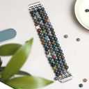 Newlibery Natural Stone Bracelet Beaded Band Women 20mm Compatible with Samsung Galaxy Watch 7/6/5/4/Active 2/4 Classic/6 Classic/5 Pro/FE 40mm 42mm 43mm 44mm 45mm 46mm 47mm