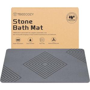 Stone Bath Mat, Large Bath Rug Diatomaceous Earth Shower Mat, Drying Hard Bathroom Mat, Non-Slip Super Absorbent Stone Bath Mats for Bathroom Shower Floor 30"x20"