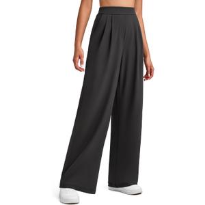 G4Free Dress Pants Women with Pockets Wide Leg High Waist Comfortable Stretchy Yoga Business Casual Work Trousers (Black,XS,Petite) (Black, XS)