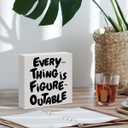2 x Motivational Office Desk Decor Sign, Inspirational Office Decoration for Business Teamwork Words and Saying Positive Decor, Team Gifts for Coworker Colleague Boss, Everything Is Figureoutable