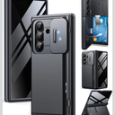 TONGATE Wallet for Z Fold 7 Case with Privacy Screen Protector, [4-Card Holder][Anti Spy] Built-in Large Stand & Slide Camera Cover Z7 Shockproof Phone Case for Samsung Galaxy Z Fold 7 2025 8", Black