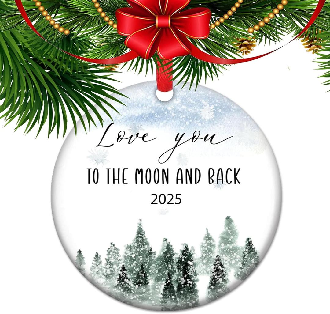 Love You to The Moon and Back - Couple Christmas Ornament 2025 - Our First Christmas Together - Gift for Girlfriend/Boyfriend (C16)