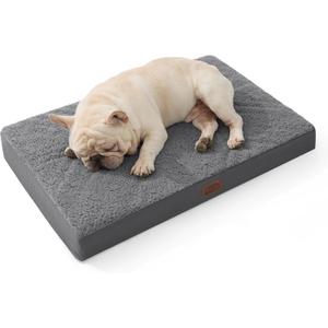 Bedsure Dog Bed Medium Size Dog - Comfy Flat Puppy Beds with Removable Washable Cover, Orthopedic Egg Crate Foam Pet Mat, Suitable for Pet Up to 30 lbs (Dark Grey)