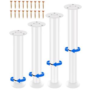 Wlrrcwdttc Metal Adjustable Furniture Legs 3.15-4.72 inch, Adjustable Cabinet Legs for Sofa/Bed/Chair/Couch/Dresser/Table,Heavy Duty Bed Replacement Support Legs for Bed Frame/Bed Center Slat, 3 pieces (Silver)