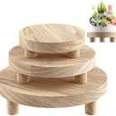 3 Pcs Wood Plant Stand Indoor Outdoor, Round Wood Riser for Decor 6/8/10" Wooden Stool Display Stand Flower Pot Holder Small Planter Tray Modern Potter Decorative for Desktop Counter Room (Natural)