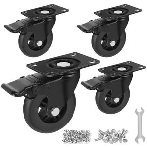Apllamo 4" Casters Set of 4 4 Heavy Duty Quiet Casters, Max Load 22000LBS. Suitable to do Soft Wheels for cart Caster Wheels Glide Quietly and Protect The Floor, casters Set of 4 Heavy Duty