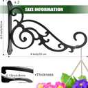 2 Pcs Hanging Plant Bracket Wall Hook Hanging Plant Brackets 8-Inch Black Iron Plants Indoor/Outdoor Planter Hangers Hooks for Hanging Lanterns,Bird Feeders, Wind Chimes