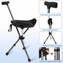 FATTCHIAR Cane with Seat, Cane Chair Capacity 330lbs, Adjustable Height Folding Lightweight Walking Stick with Seats, Portable Stool for Adults Seniors Hiking Camping