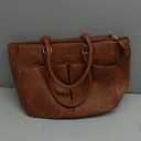 Laptop Tote Bag for Women Leather Work Bags, Large Teacher Bag Capacity With Large Cup Holder for Women, Nurse (15.6inch, Brown)