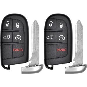 Vurkcy 5-Button Key Fob Replacement for 2014-2022 Jeep Grand Cherokee, 433 MHz, Plastic + Metal, 2Pcs
