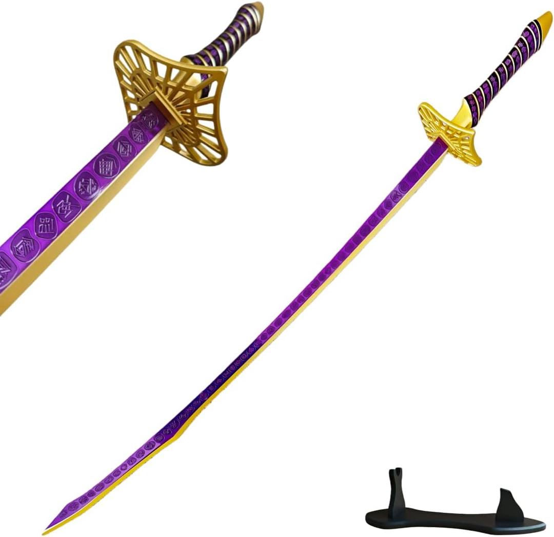 Sword Valley Maelles Triumph Blade with Display Stand - Purple & Gold Color Scheme - Aluminum Alloy Guard100cm/39.37" LengthOpenwork Carvingfor Display & Collection (0.8kg/1.76lbs)