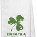 St Patrick's Day Shamrock Kitchen Dish Towels, Green Lucky Shamrock Four Leaf Clover St Patrick's Day Hand Tea Towels for Kitchen Bathroom Decorations, Irish Decor Towel Gifts, 16x24 Inches