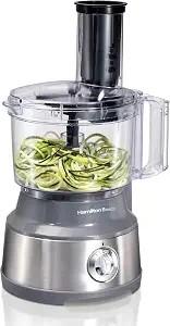 Hamilton Beach Food Processor & Vegetable Chopper for Slicing, Shredding, Mincing, and Puree, 10 Cups - Spiralizing, Silver