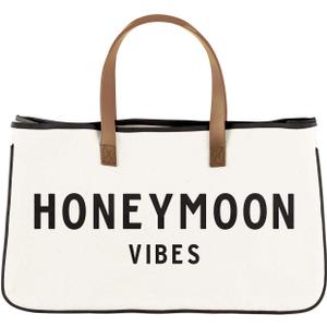 Santa Barbara Design Studio Tote Bag For Women Hold Everything Wedding 100% Cotton Canvas Shoulder Bag, Large, Honeymoon Vibes (Black and White)