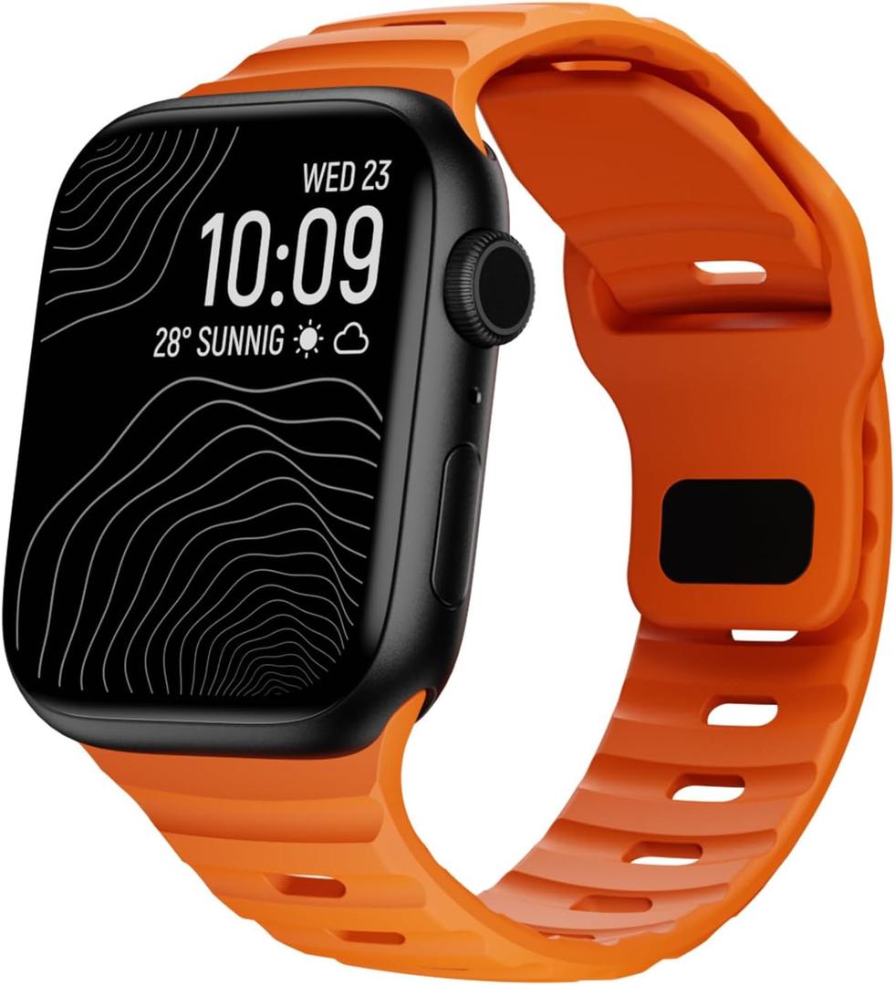 Soft Silicone Waterproof Strap Compatible with Apple Watch Ultra Band 49mm 46mm 45mm 44mm 42mm 41mm 40mm 38mm,Men Women Sport Bands for iWatch Series 10 9 8 7 6 5 4 3 2 1 SE Ultra (42/44/45/46/49mm, Orange)