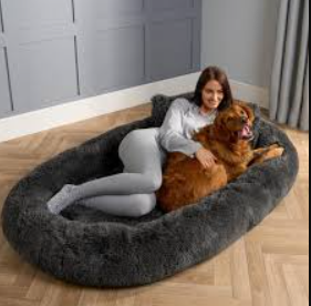 DMTINTA Large Dog Bed 71" L * 45" W * 12" Th for Large Dogs Giant Human Size Dog Bed for People 30D Sponge Bean Bag Bed Detachable Black