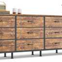 Huuger 70 Inch Dresser for Bedroom, TV Stand for 65, 75, 80 Inch TV, 12 Fabric Drawer Long Dresser, Large Entertainment Center for Bedroom, Wide Chest of Drawer with Storage, Rustic Brown