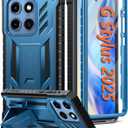 FNTCASE for Motorola Moto G-Stylus-5G-2025 Case: Military Grade Drop Proof Protection Mobile Cover with Kickstand | Matte Textured Rugged Shockproof TPU for Moto G Stylus 2025 Case - Blue