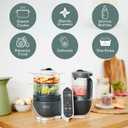Babymoov Duo Meal Station Grey: Multi-Speed Baby Food Maker Steamer and Puree Blender, Baby Food Processor that warms & defrosts (Nutritionist Approved)