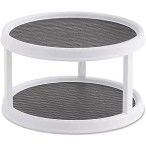 Copco Non-Skid Turntable, 2-Tier, 12-Inch, Durable & Easy Clean, White/Gray