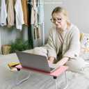 Ruxury Foldable Lap Desk Laptop Stand Bed Desk Table Tray, Breakfast Serving Tray, Portable & Lightweight Mini Table, Lap Tablet Desk for Sofa Couch Floor - Pink