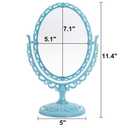 4 Pack Oval Shaped Cosmetic Mirror, Vintage Vanity Tabletop Mirror Double Sided, Rotatable Cute Dresser Mirrors with Stand for Makeup, Girl, Women, Beauty, Spa Party, 4 Color