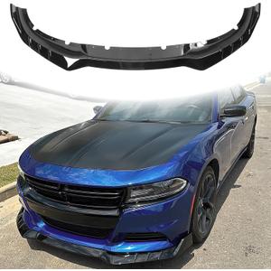 Front Lip Compatible with 2015-2023 Dodge Charger Speed Style Front Bumper Lip Spoiler ABS Air Chin Body Kit AMPP Splitter 3 Stage Design (Gloss Black)