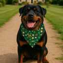St. Patricks Day Dog Bandana, Lucky Shamrock Clover Triangle Scarf for Small and Medium Dogs, Green Holiday Party Puppy Kerchief Pet Accessory