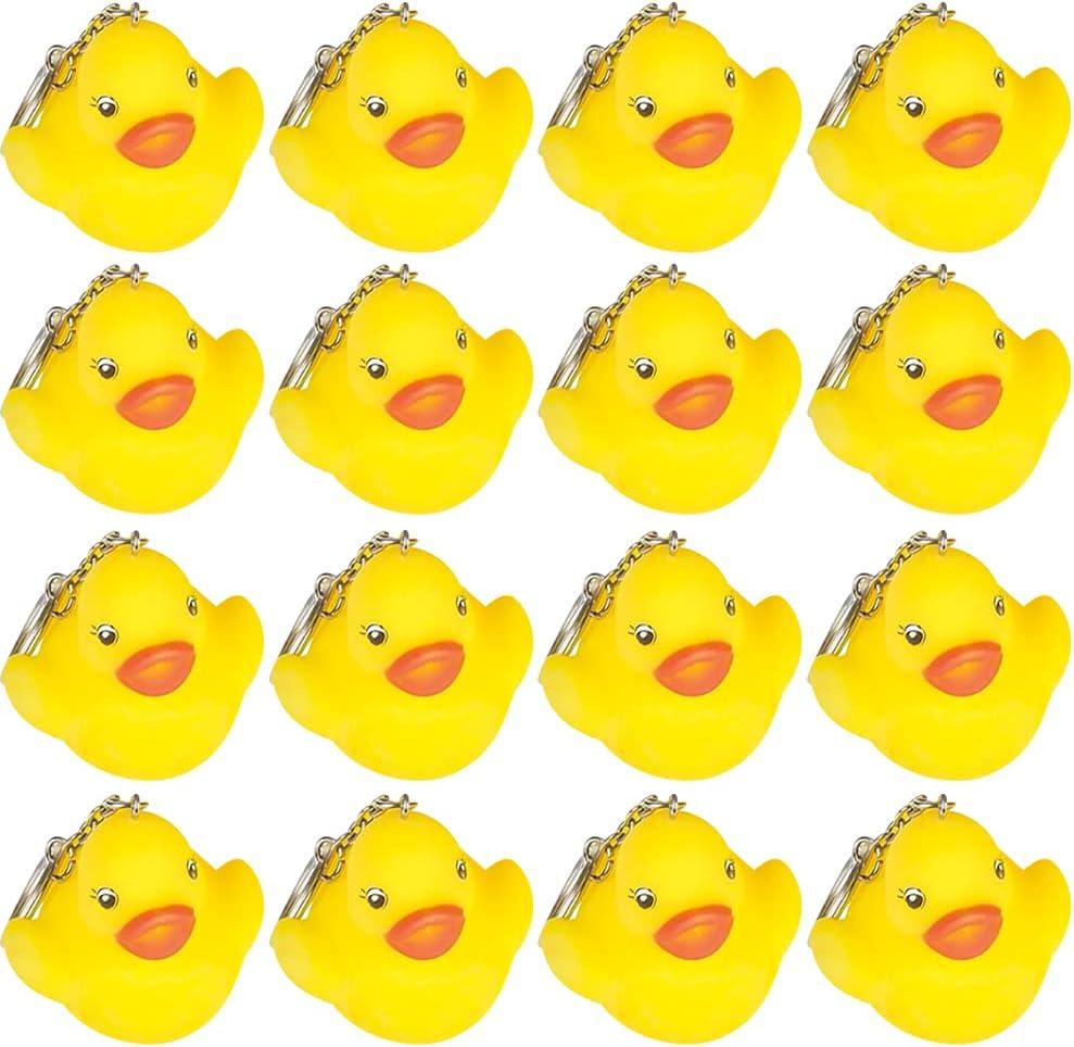 ArtCreativity Ducky Keychains for Kids, Set of 12, Key Chains with Yellow Duck, Accessories for Keys, Backpack, or Pocket Book, Keyholder Birthday Party Favors, Carnival Party Favors for Children