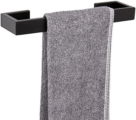 Bath Towel Rack - Square Base Thicken SUS304 Stainless Steel Towel Bar for Bathroom, Bathroom Bar Accessories Towel Rod Heavy Duty Wall Mounted Towel Holder (Matte Black, 12 Inch)