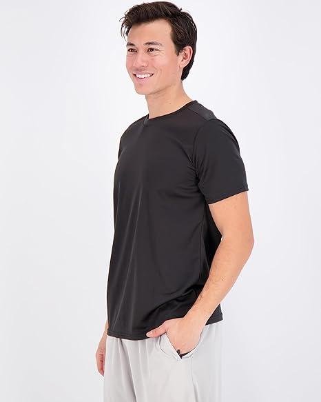 Real Essentials 2 Pack Men’s Active Quick Dry Mesh Crew Neck T Shirts | Athletic Short Sleeve Tee, Size L