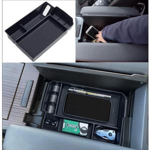 TOPINSTALL Center Console Organizer Compatible with 2021-2026 Toyota Sienna Accessories, Armrest Box Secondary Storage Tray Coin Container ABS Plastic-Black