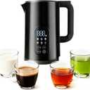 Precision Temperature Control Electric Kettle, 1.7L Smart Kettle with 5 Presets for Tea/Coffee, 100% Stainless Steel, 2H Keep-Warm, 1200W Fast Boil, Cordless, Baby Formula Safe, Black