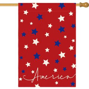 AVOIN colorlife 4th of July America House Flag 28x40 Inch Double Sided Outside, Independence Day Patriotic Stars Yard Outdoor Decoration