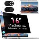Magnetic Privacy Screen Compatible with MacBook Pro 16 Inch (2021-2025, M1, M2, M3, M4), 16inch Removable Matte Anti Blue Light Glare Private Filter Protector for Mac Pro 16.2" Laptop