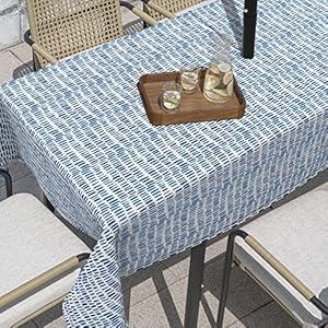 Melody Elephant Outdoor Rectangle Tablecloth, 60×84 Inch Water Repellent Picnic Table Cover with Umbrella Hole Zipper for Patio Family Meal, Pebble Blue