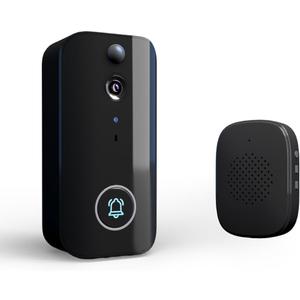 Smart Doorbell Ring Door Camera with Motion Detection WiFi Wireless Video Bell Camera Rechargeable Video Intercom Doorbell with HD Night Viewing Two-Way Audio for Villa Home Office Apartment Door Use