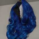 Long Wavy Blue Wig for Women 26inch Blue Ombre Wigs Synthetic Hair Looking Natural Heat Resistant Fiber Wigs for Daily Party Halloween Use