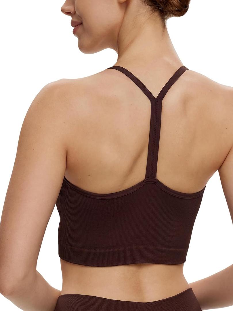 NANJI Seamless Sports Bra for Women - Padded Racerback Y Bra Low Impact Removable Pad for Fitness Gym Yoga Workout Top (S)