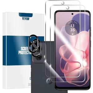 Moto G 5G 2024 HD Clear Tempered Glass Screen Protector + Camera Lens Protectors, [2+2 Pack] [3D Glass] [Anti-Glare] [Bubble-Free] Screen Protector Glass For Moto G 5G 2024