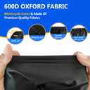 Motorcycle Cover, 600D Heavy Duty Waterproof Motorbike Cover, Dustproof Motorcycles Vehicle Cover Scooter Shelter Protection with Reflective Strips & Storage Bag 116" x 41" x 50"